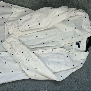 Lands' End White Shirt with Navy Accents